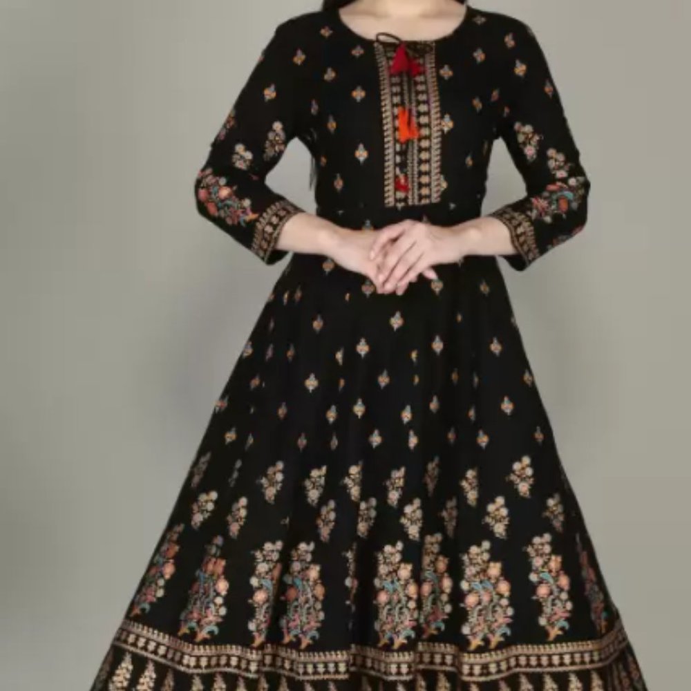 NEW Women Printed Viscose Rayon Anarkali Kurta  (Multicolor)